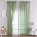 Sheer Green Curtains for Bedroom Living Room 90 Inches Long 2 Panels Set by WelvetBLK