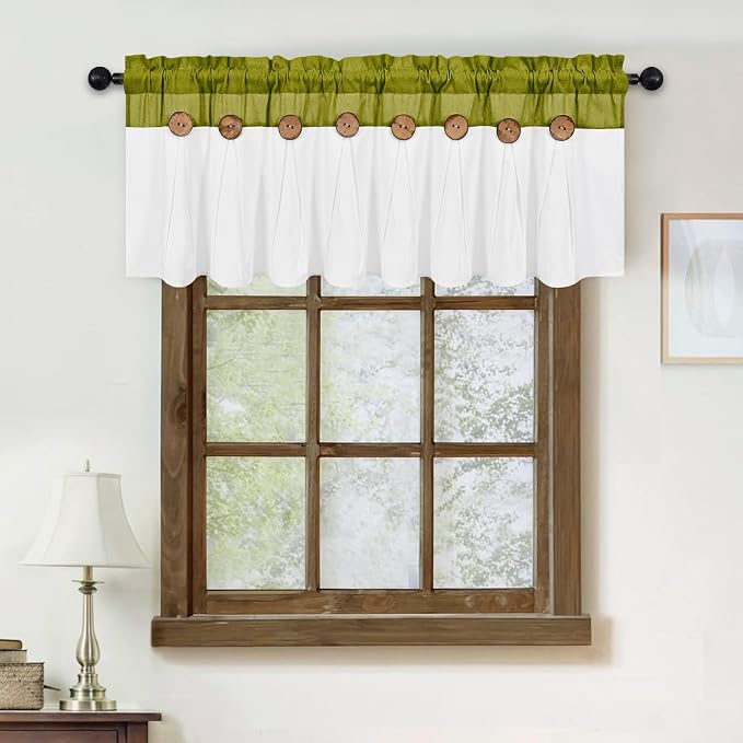 FRAMICS Farmhouse Valance Curtains, Boho Cotton Linen Kitchen Valance, Rustic - Image 7