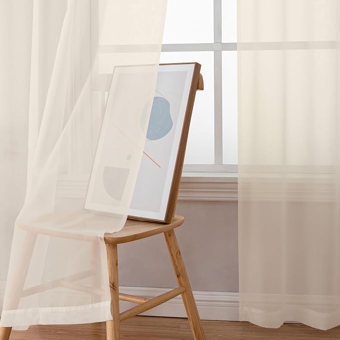 Chyhomenyc Cream Sheer Curtains 96 Inches Long - Image 4
