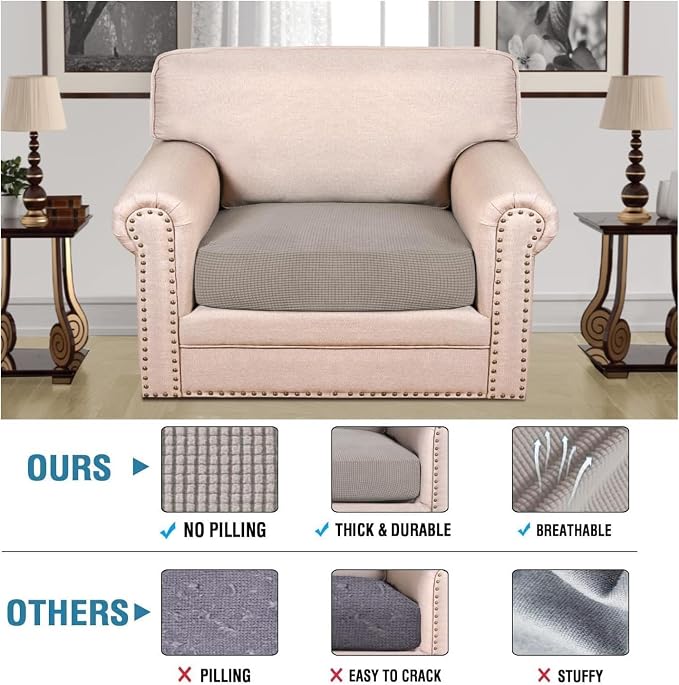 H.VERSAILTEX Super Stretch Individual Seat Cushion Covers Sofa Covers Couch - Image 2