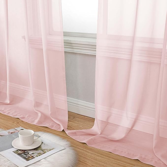 Extra Long Sheer Blush Curtains - Image 7