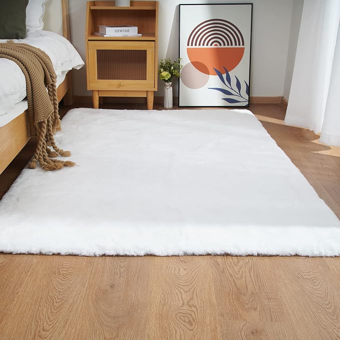 Ghouse Ultra Soft Faux Rabbit Fur Rug 2x3, Machine Washable Area Rugs - Image 2