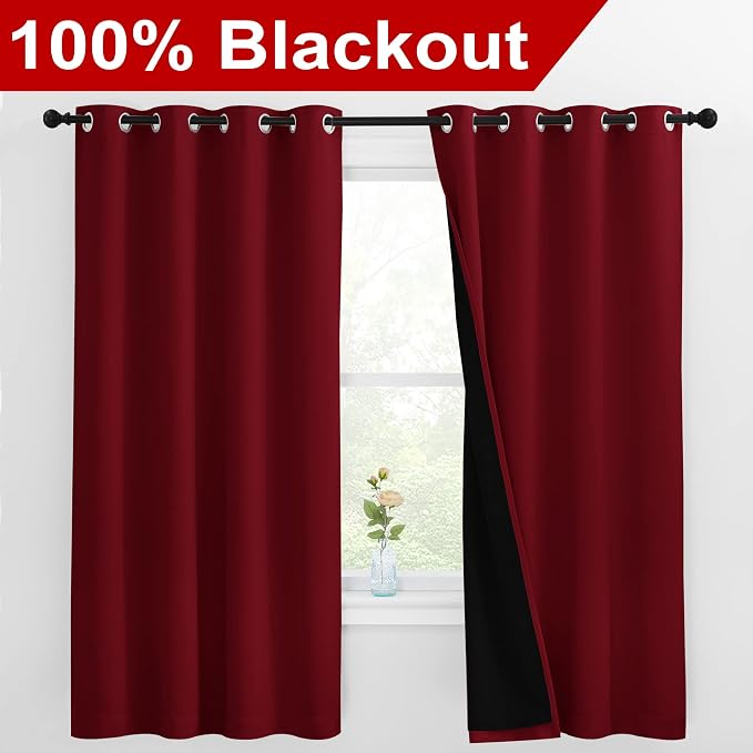 NICETOWN 100% Blackout Cold Blocking Curtain Panels, Thermal Insulated Curtains - Image 2