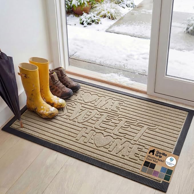 GORILLA GRIP 100% Waterproof All-Season WeatherMAX Doormat, US Designed Natural by GorillaGrip