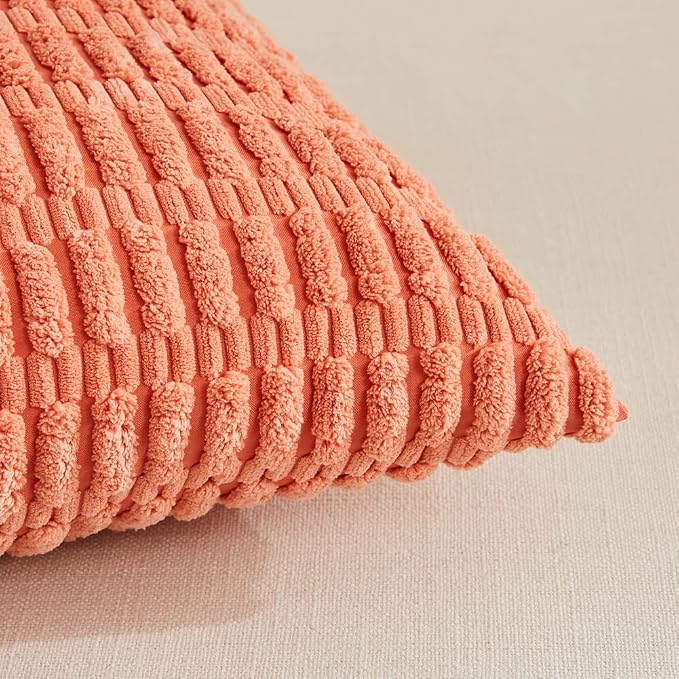 Fancy Homi 4 Packs Boho Coral Decorative Throw Pillow Covers 24x24 Inch - Image 4