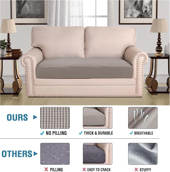 H.VERSAILTEX Super Stretch Individual Seat Cushion Covers Sofa Covers Couch - Image 2