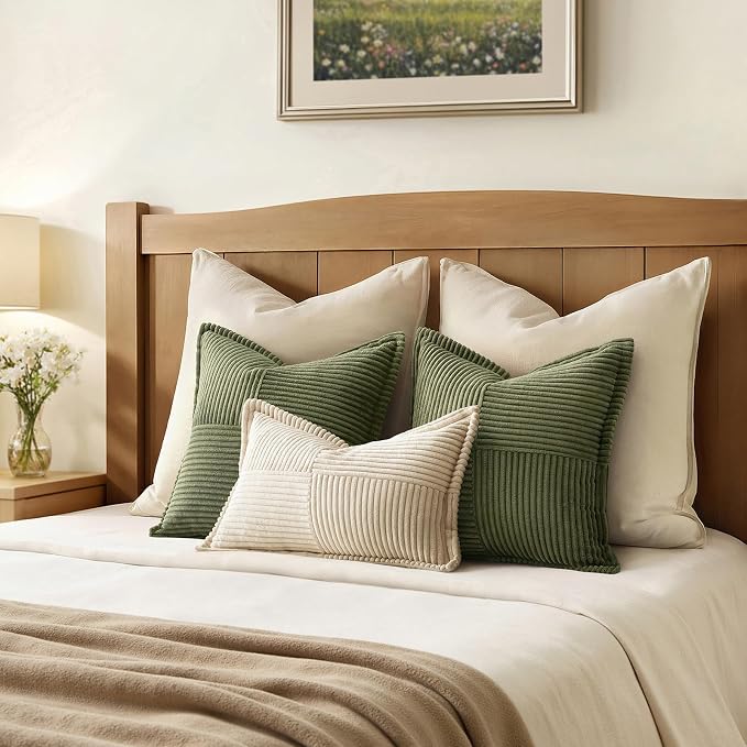 MIULEE Olive Green Corduroy Pillow Covers 16x16 Inch - Image 6