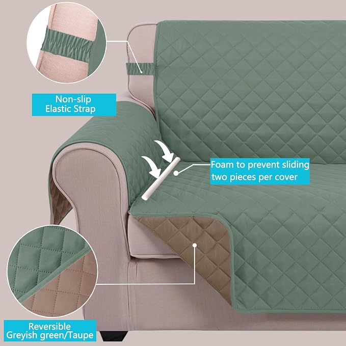 U-NICE HOME Reversible Recliner Chair Covers, Pet Friendly, Elastic Straps - Image 3