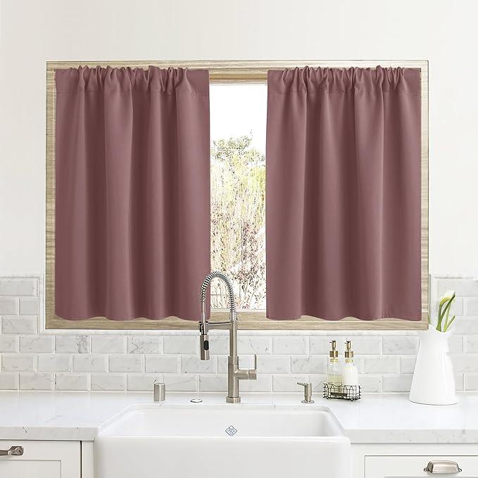 RYB HOME Half Curtain Tiers 36 inch Length, Rod Pocket Summer Heat Blocking by RYBHOME