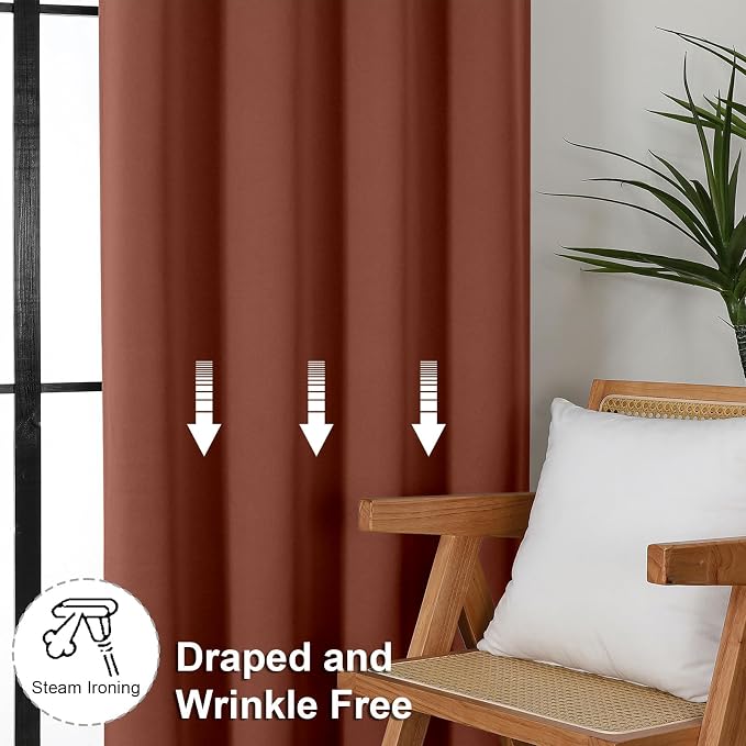 Simplebrand Ava Terracotta Blackout Curtains - Image 7