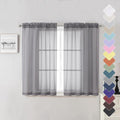 Lecloud Grey Sheer Curtains 45 Inch Long 2 Panels, Short Voile Drapes by Lecloud