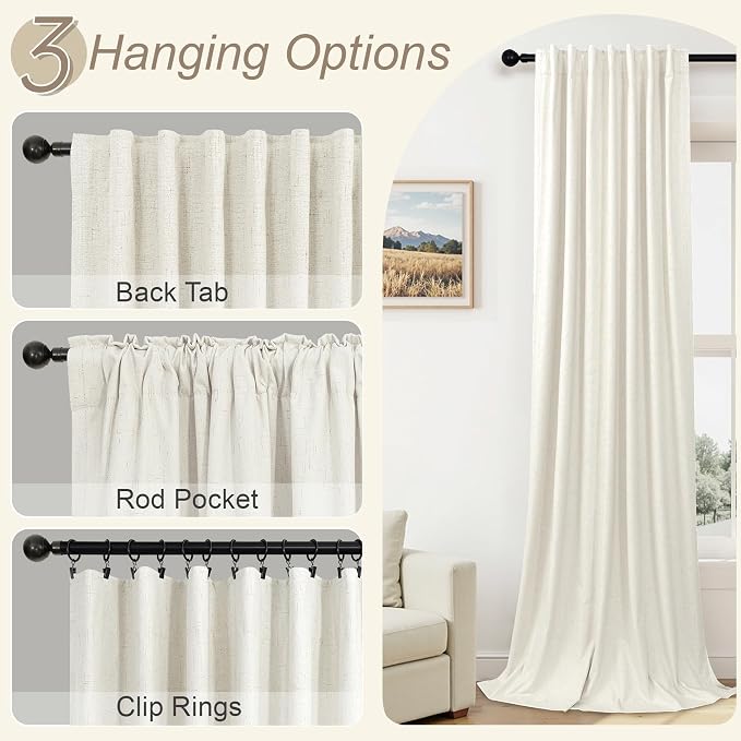 Pitalk Textured Linen Blackout Curtains 45 Inches Long 2 Panels Bathroom Window - Image 6