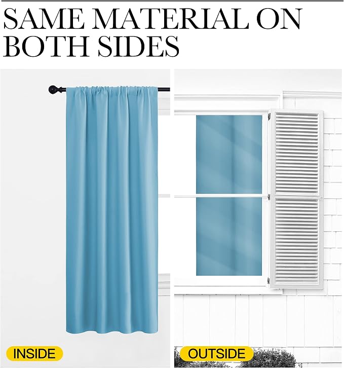NICETOWN Window Curtains Blackout Drapes, Teal Blue, 1 Pair, 52 by 84-Inch - Image 5