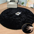 ORINOVA Black Round Area Rug 5ft Washable Faux Fluffy Fur Rug by ORINOVA