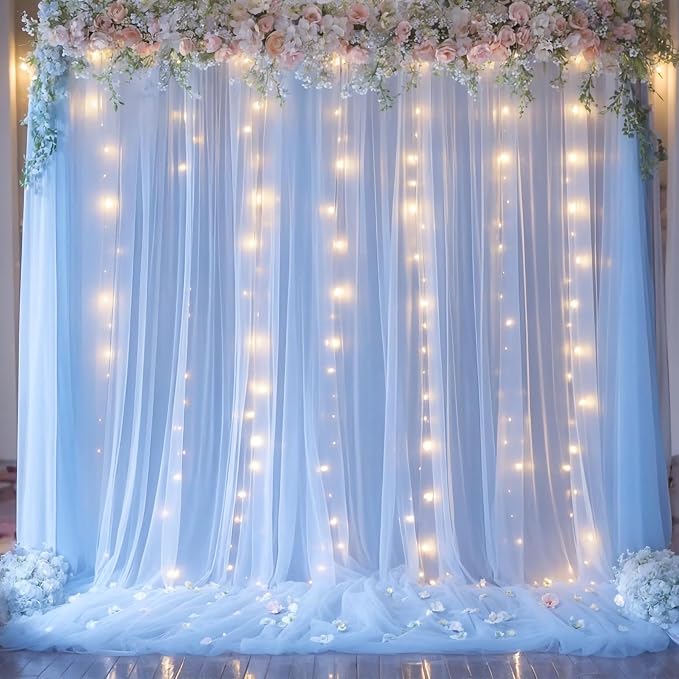 20ft x 15ft Baby Blue Tulle Backdrop Curtain - Image 5
