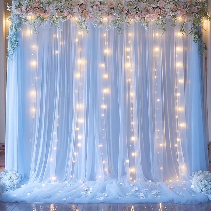 10ft x 12ft Baby Blue Tulle Backdrop Curtain - Image 5