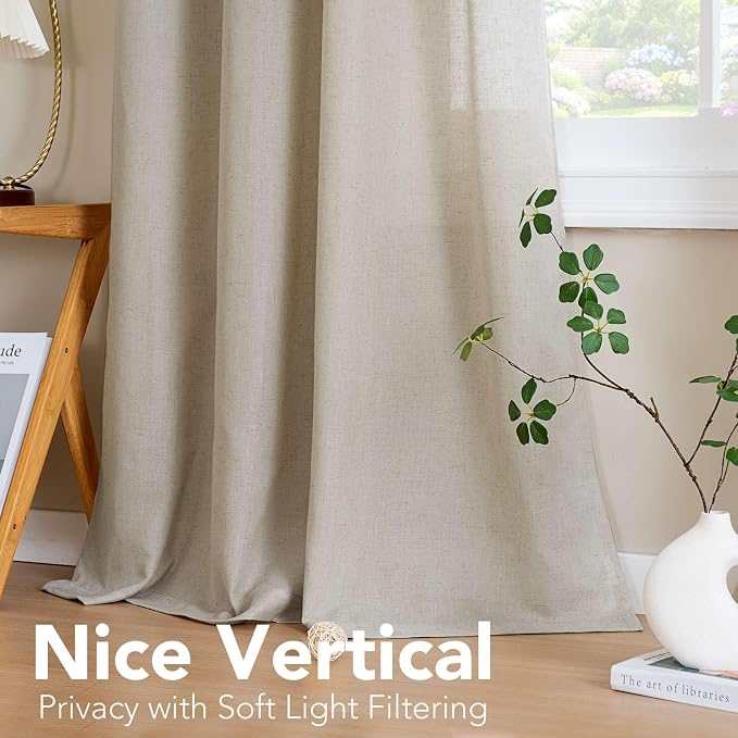 H.VERSAILTEX Living Room Linen Curtains Semi Sheer Curtains Nickel Grommet - Image 7