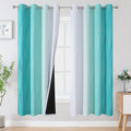 Estelar Textiler Grayish White and Teal Blackout Curtains by ESTELARTEXTILER