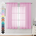 OVZME 2 Pack Pink Sheer Curtains 63 Inch Length, Light Filtering Window Curtain by OVZME