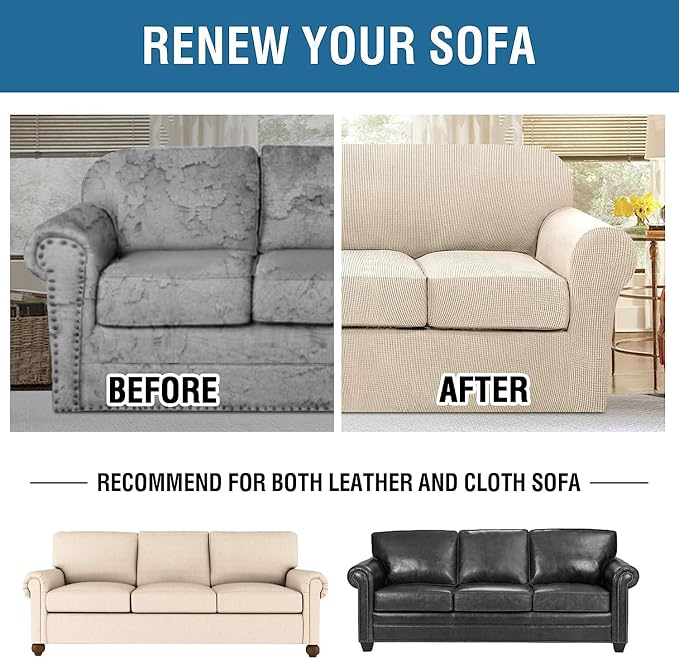 4 Piece Stretch Sofa Covers for 3 Cushion Couch Covers Furniture Slipcovers for - Image 9