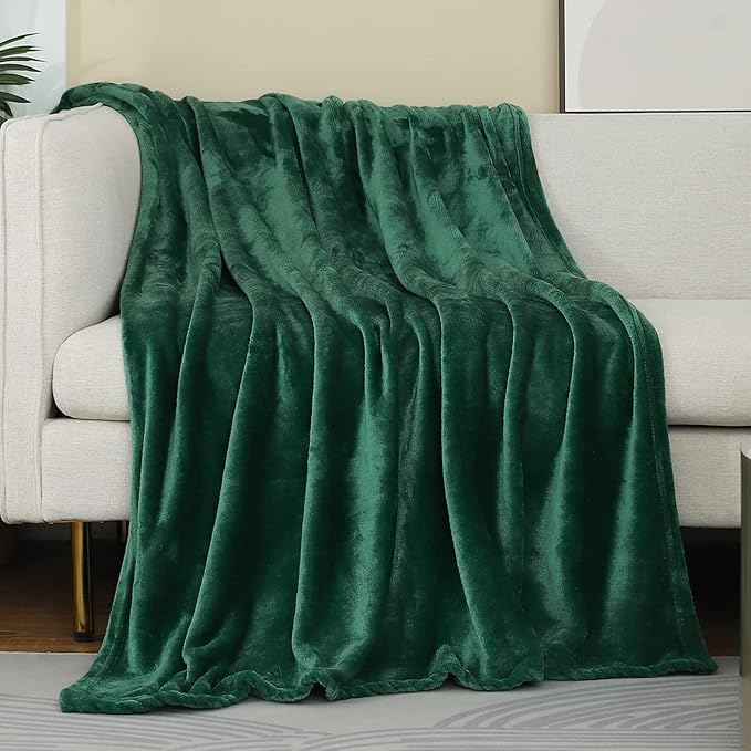 Forest Green Flannel Fleece Throw Blanket Throw Size, Super Soft Plush Cozy and by JIAHANNHA