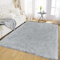 Latepis Grey Rugs for Bedroom Area 4x6 Gray Faux Sheepskin Fur Rug Fluffy by Latepis