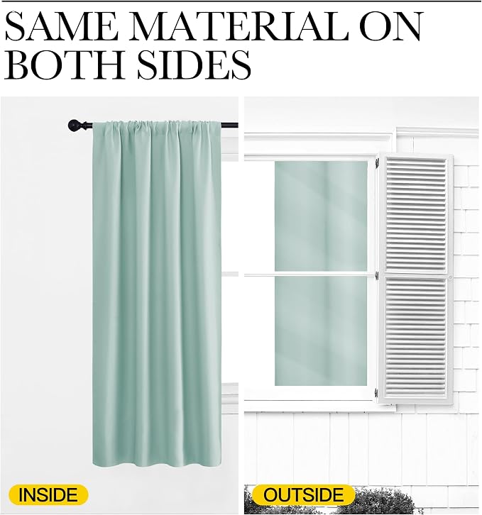 NICETOWN Window Curtains Blackout Drapes, Aqua Blue, 1 Pair, 52 by 84-Inch - Image 5