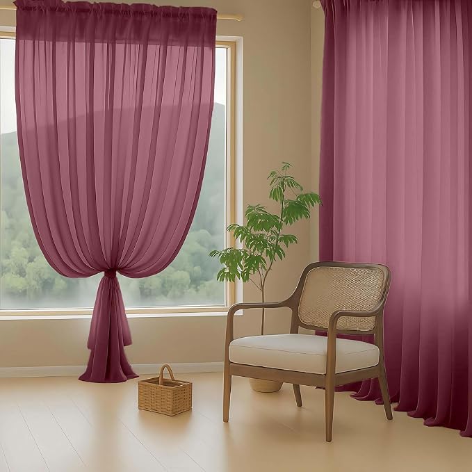 Extra Wide Sheer Curtains for Windows 108 inches Long, Lightweight Light - Image 8
