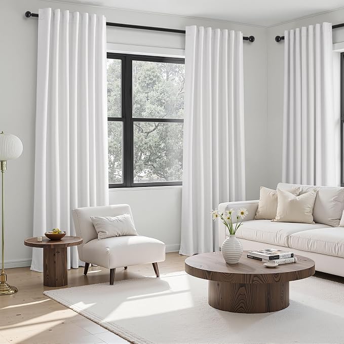 96 inch long Linen blackout curtains 2 Panels 100% Black out Linen texture - Image 3