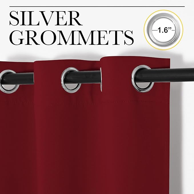 NICETOWN Christmas Burgundy Red Blackout Drapes - Image 3