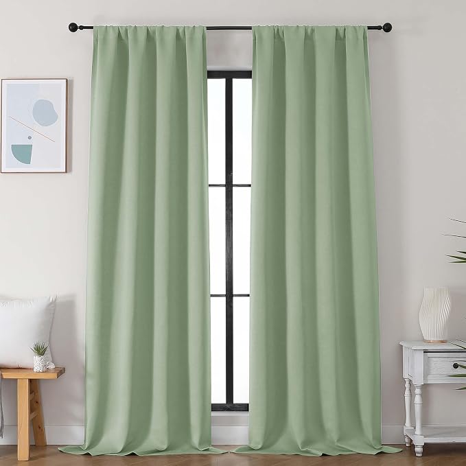 Simplebrand Ava Light Green Blackout Curtains by Simplebrand
