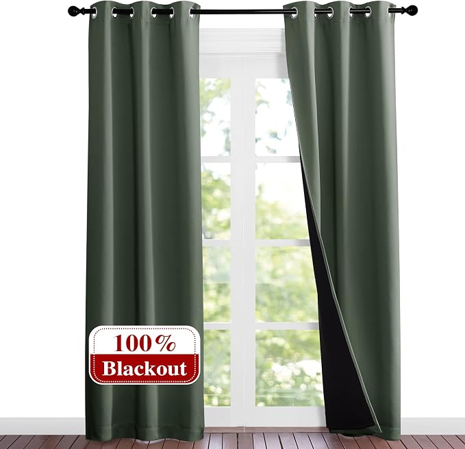 NICETOWN Dark Mallard Blackout Curtains 84 inches Long, Full Light Blocking by NICETOWN