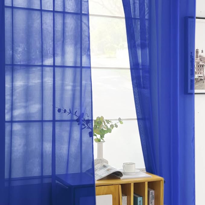 SpaceDresser Sheer Voile Window Treatment Rod Pocket Curtain Panels - Image 3