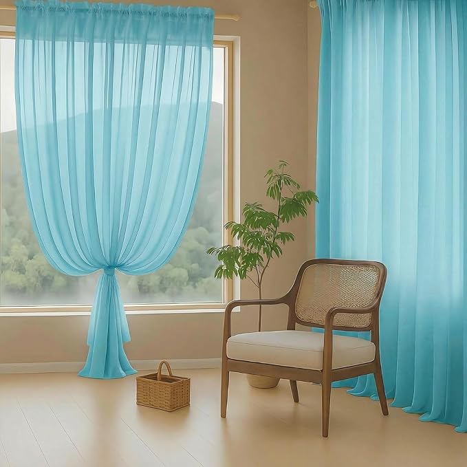 Sheer Curtains 84 Inches Long 2 Panels, Elegant Airy Transparent Light - Image 8
