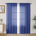 Gwine Royal Blue Sheer Curtains 72 Inches Long 2 Panels Set by Gwine
