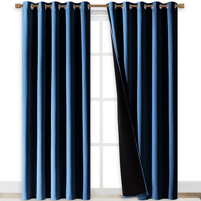 NICETOWN Moroccan Blue Full Shade Curtain Panels, Pair of Energy Smart & Noise by NICETOWN