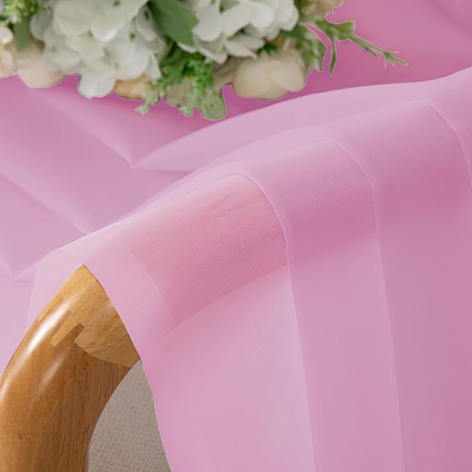 Chyhomenyc Pink Sheer Valances for Windows - Image 3