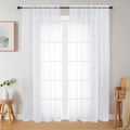 White Sheer Curtains 84 Inches Long 2 Panels Set by WelvetBLK