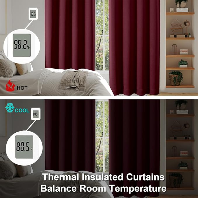 Simplebrand Ava Burgundy Blackout Curtains - Image 6