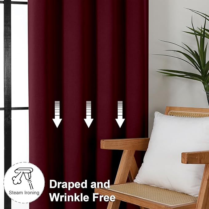 Simplebrand Ava Burgundy Blackout Curtains - Image 7