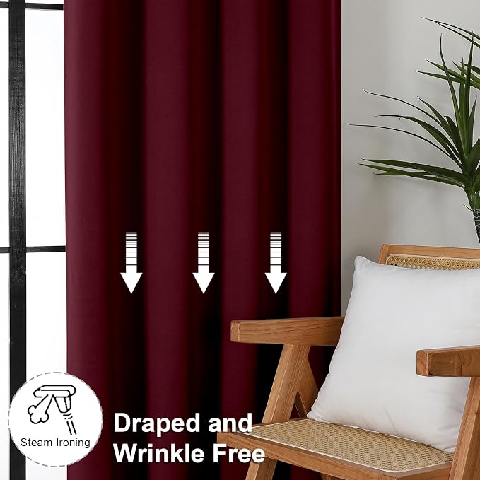 Simplebrand Ava Burgundy Short Blackout Curtains - Image 7