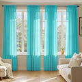 MIULEE Turquoise Sheer Curtains 90 Inches Long, 4 Panels Set, Light Filtering by MIULEE