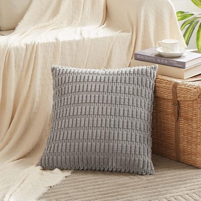 Fancy Homi 4 Packs Grey Decorative Throw Pillow Covers 24x24 Inch - Image 2