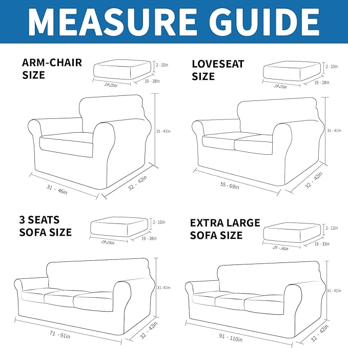 XINEAGE New 4 Pieces Extra Large Couch Covers - Image 6