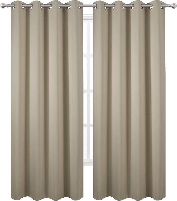 LEMOMO Blackout Curtains 66 x 84 inch/Beige Curtains Set of 2 Panels/Thermal - Image 2