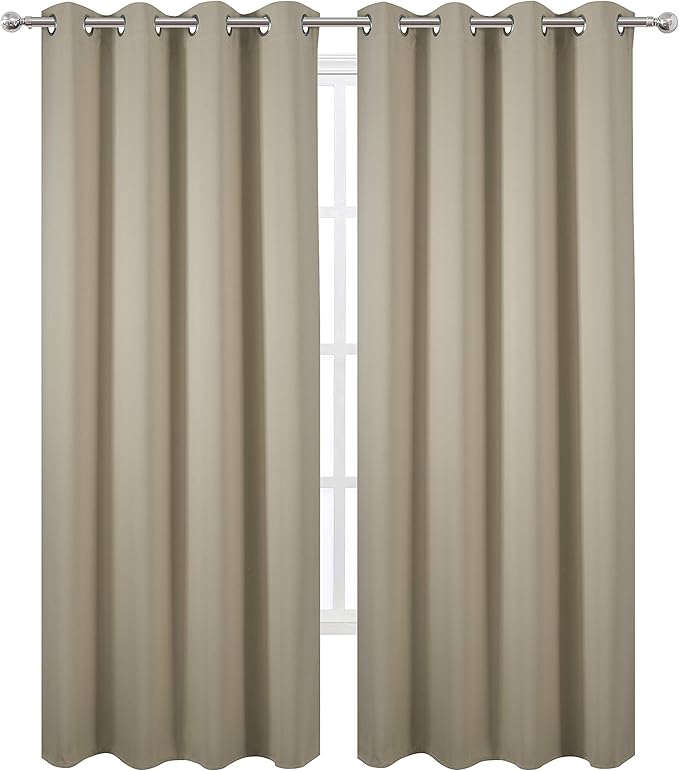 LEMOMO Blackout Curtains 66 x 95 inch/Beige Curtains Set of 2 Panels/Thermal - Image 2