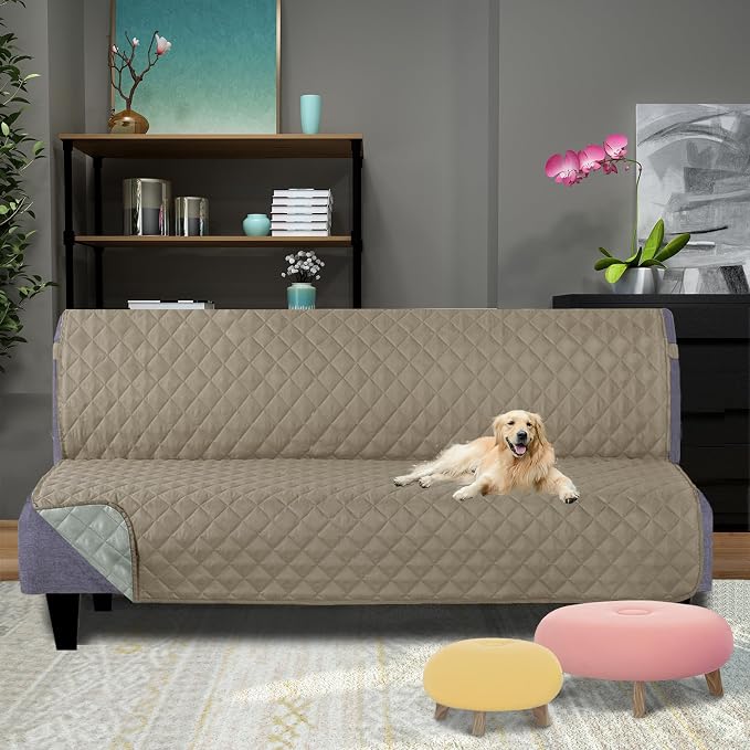 U-NICE HOME Reversible Futon Cover Sofa Slipcover Armless Furniture Protector - Image 2