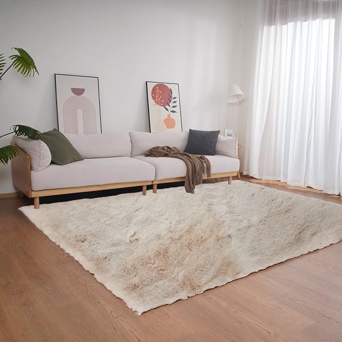 Ghouse Ultra Soft Faux Rabbit Fur Rug 5x8, Machine Washable Area Rugs - Image 2