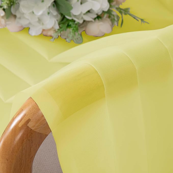 OWENIE Short Lemon Sheer Curtains 30 Inch Length 2 Panels Set, Kitchen Curtains - Image 6