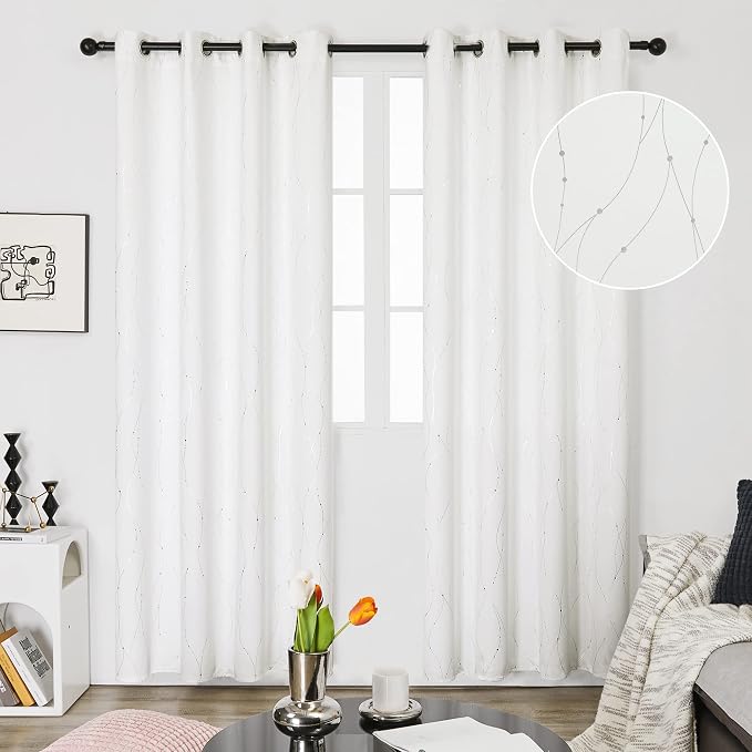 Deconovo White Curtains, Room Darkening Curtain, Thermal Insulated Noise - Image 2
